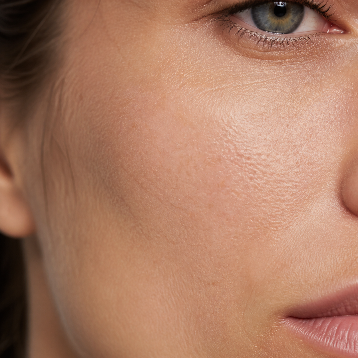Close-up of naturally dry-feeling skin