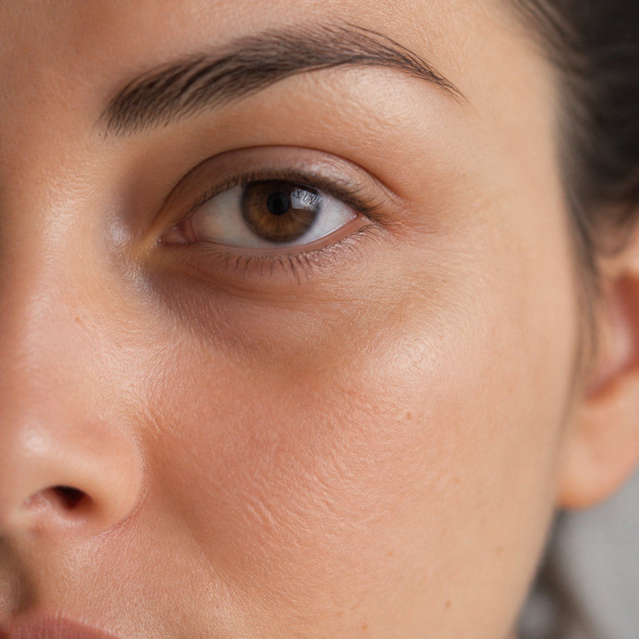 Close-up of naturally tired-looking skin
